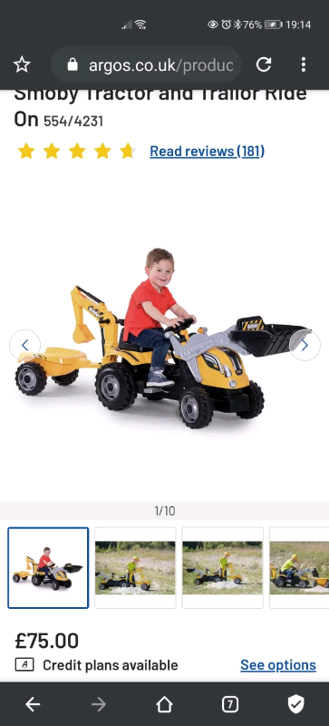 argos digger ride on
